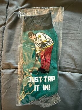 Teal Novelty Golf Socks with Golfer Graphic